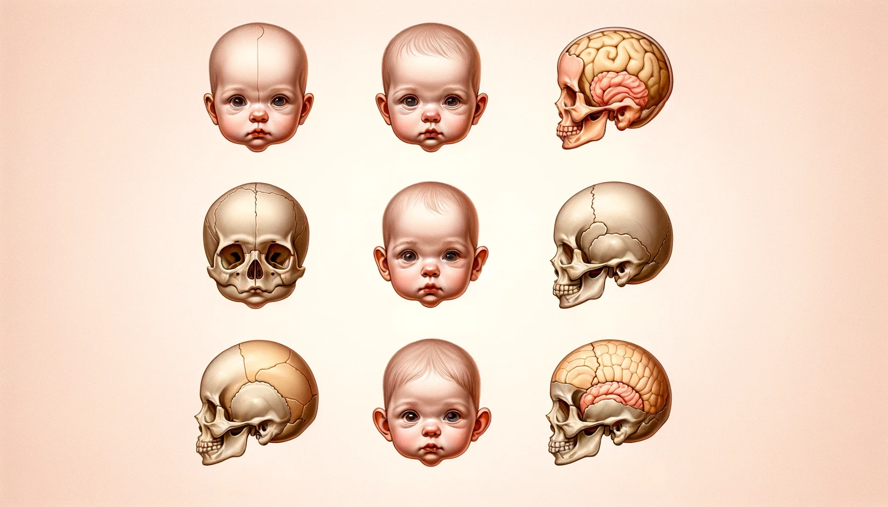 DALL·E-2024-04-27-19.04.45-Medical-illustration-of-different-types-of-craniosynostosis-in-infants-showcasing-distinct-skull-shapes-associated-with-each-type_-scaphocephaly-tri