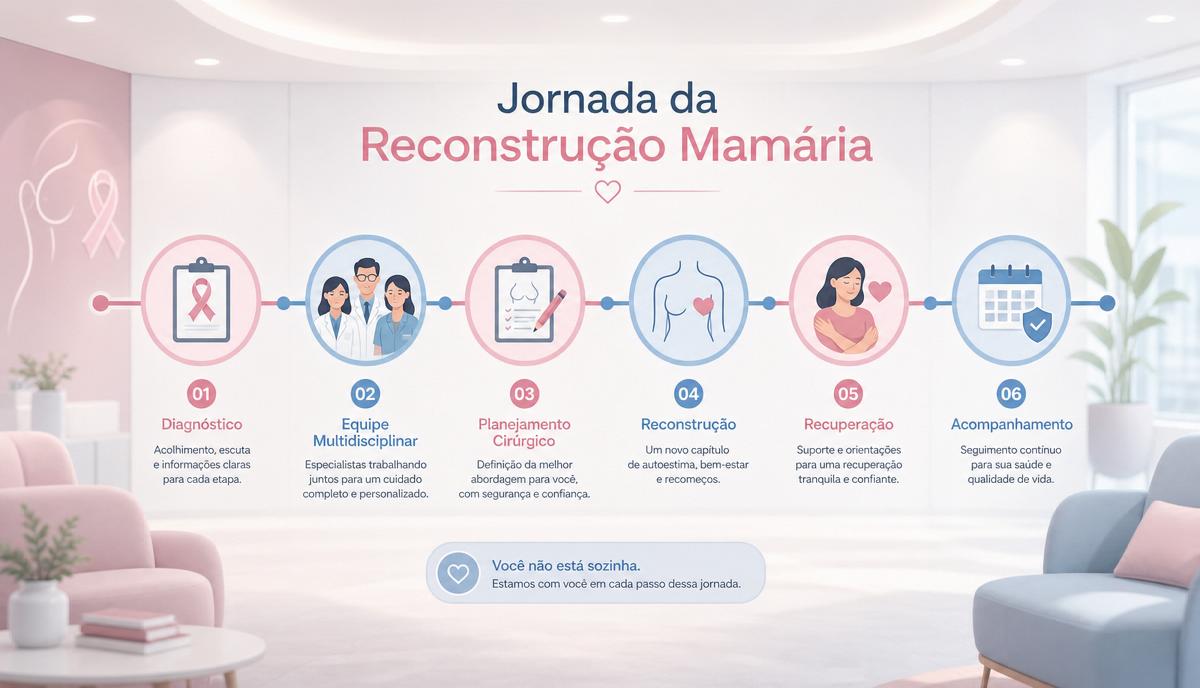 Jornada da reconstrução mamária explicada em etapas